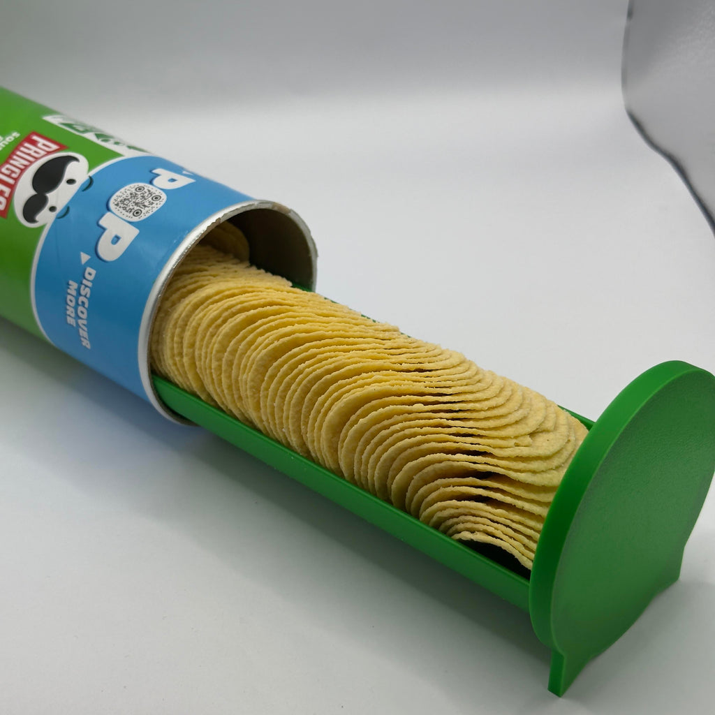 Pringles Tube cap with built in slide tray